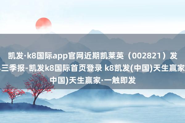 凯发·k8国际app官网近期凯莱英（002821）发布2024年三季报-凯发k8国际首页登录 k8凯发(中国)天生赢家·一触即发