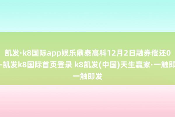 凯发·k8国际app娱乐鼎泰高科12月2日融券偿还0股-凯发k8国际首页登录 k8凯发(中国)天生赢家·一触即发